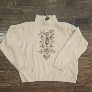 VINTAGE Elegant Cream Angora Silk Blend Sweater